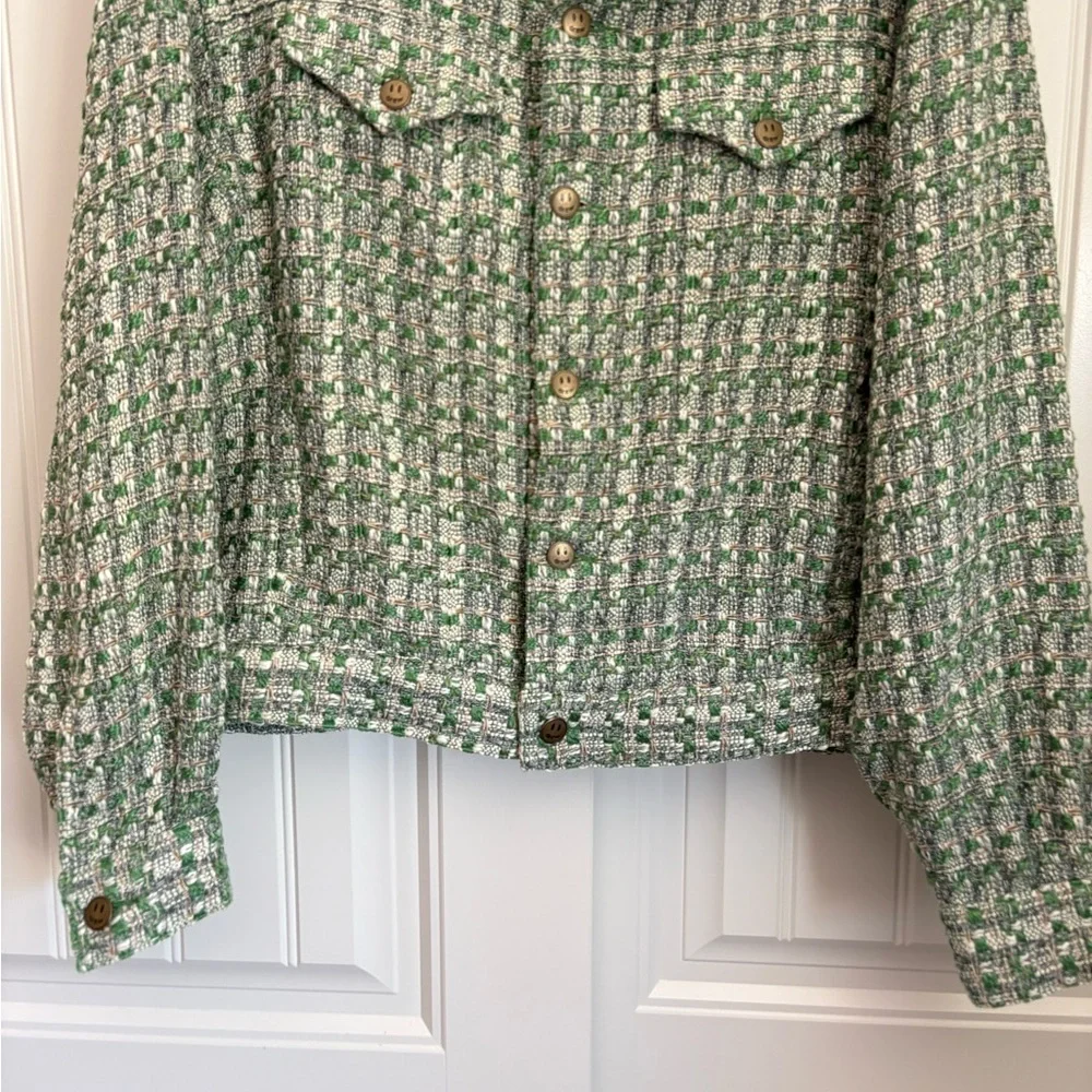 Drew House Infinite Joy Boucle Trucker Jacket in green size medium